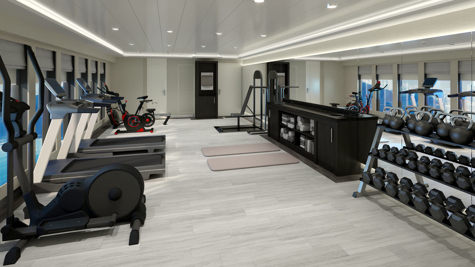 Fitnessraum — Fitness-Studio mit Blick aufs Eis