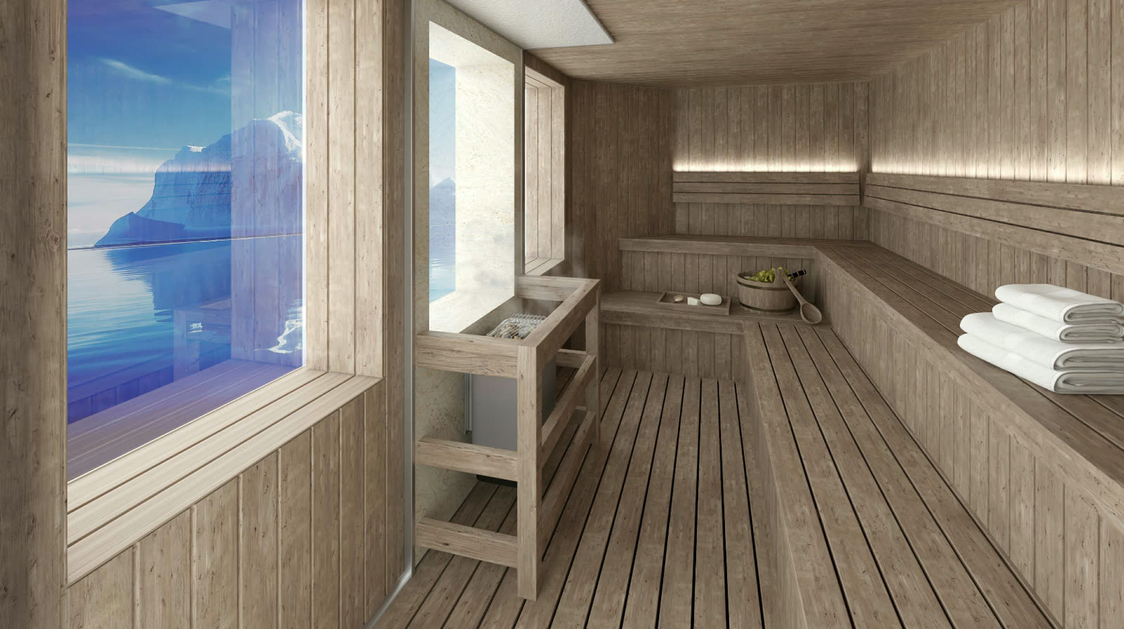 Sauna — Sauna nach einem Tag auf dem Zodiac