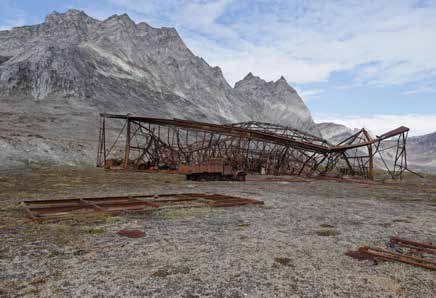 Bluie East Two: der eingestürzte Hangar. Die Basis wurde 1947 aufgegeben.