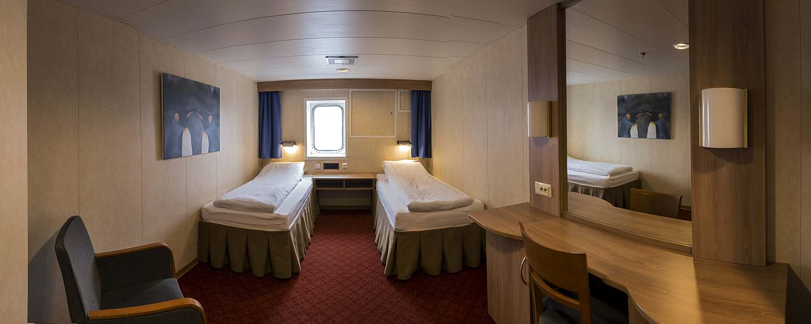 Hauptdeck 2-Bett Bullauge